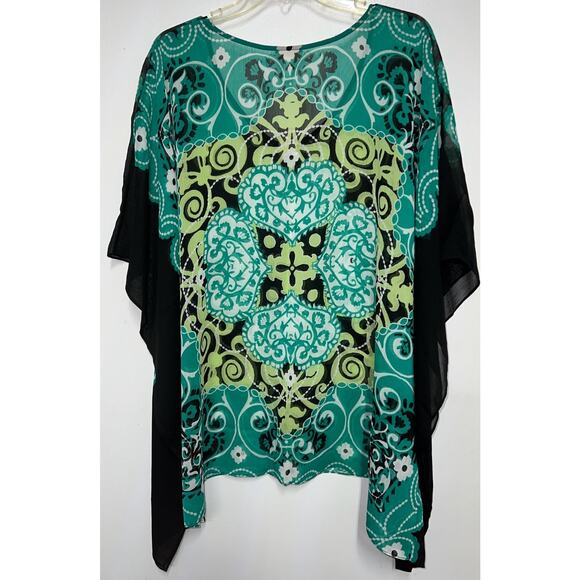NWT Chico’s Betty Peri Poncho Green Kimono L XL - Picture 4 of 5